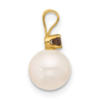 Load image into Gallery viewer, 14k 7-7.5mm White Round Freshwater Cultured Pearl and .09SQ Smoky Quartz Pendant
