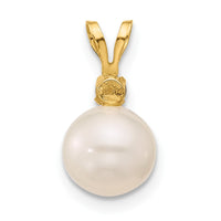 Load image into Gallery viewer, 14k 7-7.5mm White Round Freshwater Cultured Pearl and .09SQ Smoky Quartz Pendant
