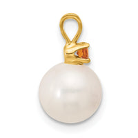 Load image into Gallery viewer, 14k 8-8.5mm White Round Freshwater Cultured Pearl and .09CI Citrine Pendant
