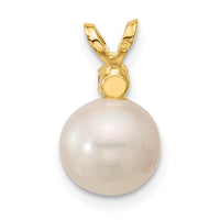 Load image into Gallery viewer, 14k 8-8.5mm White Round Freshwater Cultured Pearl and .09CI Citrine Pendant
