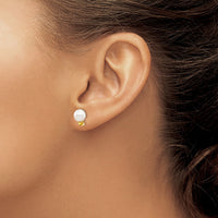 Load image into Gallery viewer, 14k 7-7.5mm White Round Freshwater Cultured Pearl and .14CI Citrine Post Earrings
