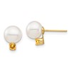 14k 7-7.5mm White Round Freshwater Cultured Pearl and .14CI Citrine Post Earrings
