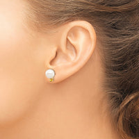 Load image into Gallery viewer, 14k 8-8.5mm White Round Freshwater Cultured Pearl and .14CI Citrine Post Earrings
