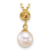 Load image into Gallery viewer, 14k Polished 7-8mm Round White Freshwater Cultured Pearl Dangle and Citrine Pendant
