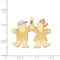 Load image into Gallery viewer, 14k Tri-Color Large Boy on Left and Girl on Right Engravable Charm
