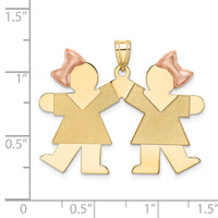 Load image into Gallery viewer, 14k Two-tone Double Girl Kids Pink Bow Charm
