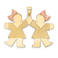 Load image into Gallery viewer, 14k Two-tone Double Girl Kids Pink Bow Charm
