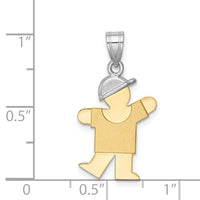Load image into Gallery viewer, 14k Two-Tone Small Boy w/ Hat on Left Engravable Charm
