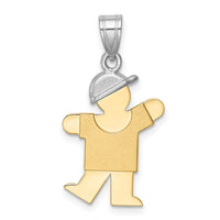 Load image into Gallery viewer, 14k Two-Tone Small Boy w/ Hat on Left Engravable Charm
