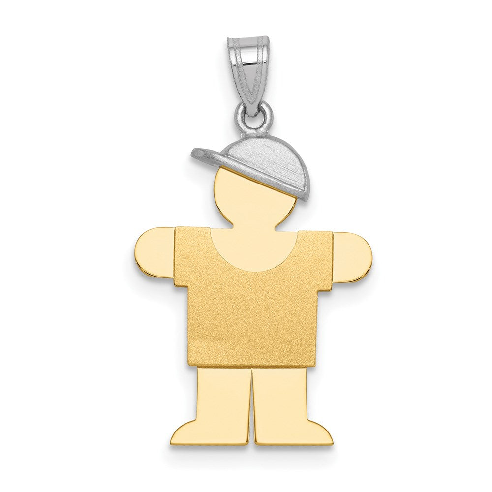 14k Two-Tone Small Boy w/ Hat on Right Engravable Charm
