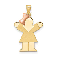 Load image into Gallery viewer, 14k Two-Tone Small Girl on Left Engravable Charm
