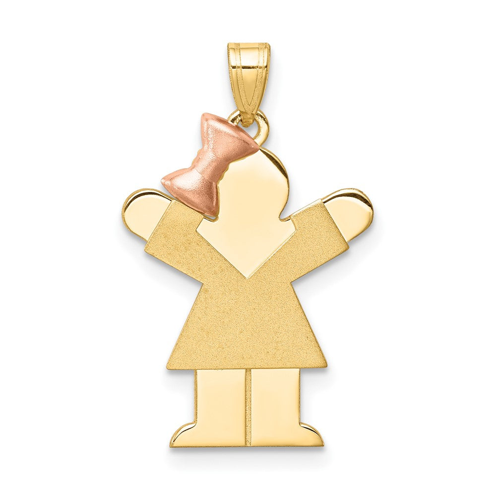 14k Two-Tone Small Girl on Left Engravable Charm