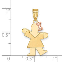 Load image into Gallery viewer, 14k Two-Tone Small Girl on Right Engravable Charm
