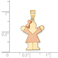 Load image into Gallery viewer, 14k Two-Tone Small Girl w/ Bow on Left Engravable Charm
