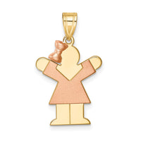Load image into Gallery viewer, 14k Two-Tone Small Girl w/ Bow on Left Engravable Charm
