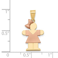 Load image into Gallery viewer, 14k Two-Tone Small Girl w/ Bow on Left Engravable Charm
