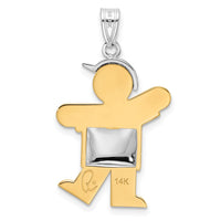 Load image into Gallery viewer, 14k Two-Tone Puffed Boy w/Hat on Left Engravable Charm
