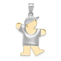 Load image into Gallery viewer, 14k Two-Tone Puffed Boy w/Hat on Left Engravable Charm
