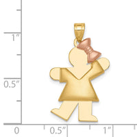 Load image into Gallery viewer, 14k Two-Tone Puffed Girl with Bow on Right Engravable Charm
