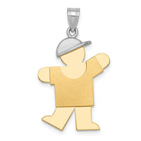 Load image into Gallery viewer, 14k Two-Tone Large Boy w/Hat on Left Engravable Charm
