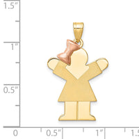 Load image into Gallery viewer, 14k Two-Tone Large Girl w/Bow on Left Engravable Charm
