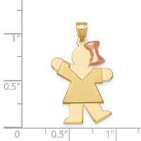 Load image into Gallery viewer, 14k Two-Tone Large Girl w/Bow on Right Engravable Charm
