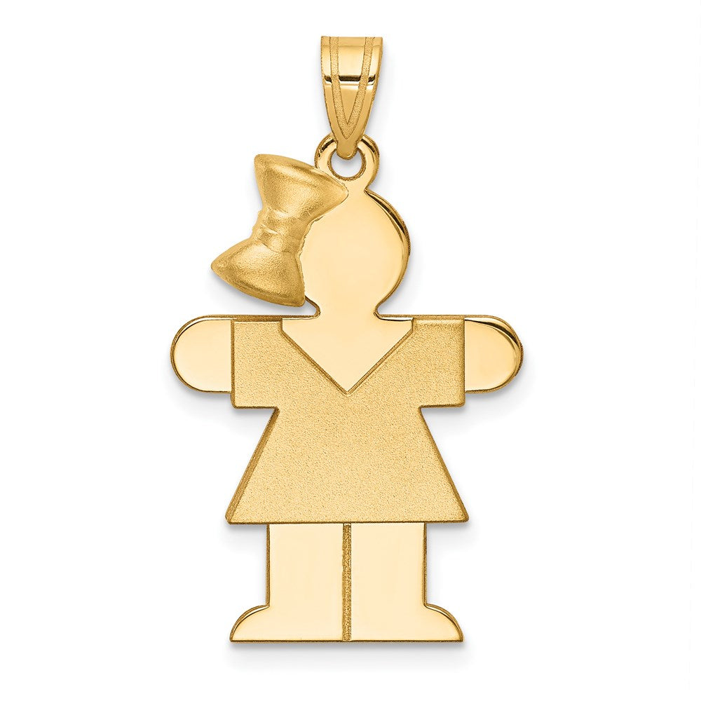 14k Solid Engravable Girl w/Bow on Left Charm