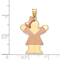 Load image into Gallery viewer, 14k Two-Tone Large Girl w/Bow on Left Engravable Charm
