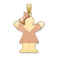 Load image into Gallery viewer, 14k Two-Tone Large Girl w/Bow on Left Engravable Charm
