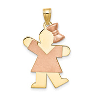 Load image into Gallery viewer, 14k Two-Tone Large Girl w/Bow on Right Engravable Charm
