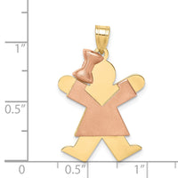 Load image into Gallery viewer, 14k Two-Tone Large Girl w/Bow on Left Engravable Charm
