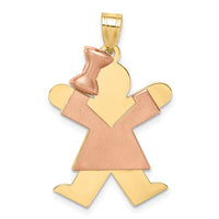 Load image into Gallery viewer, 14k Two-Tone Large Girl w/Bow on Left Engravable Charm
