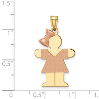 Load image into Gallery viewer, 14k Two-Tone Large Girl w/Bow on Left Engravable Charm
