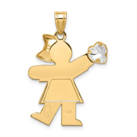 Load image into Gallery viewer, 14k Girl with CZ April Birthstone Charm
