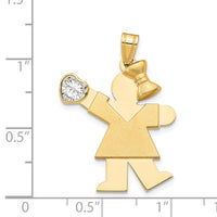 Load image into Gallery viewer, 14k Girl with CZ April Birthstone Charm
