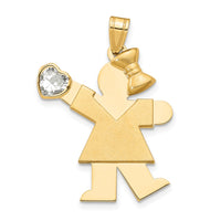 Load image into Gallery viewer, 14k Girl with CZ April Birthstone Charm
