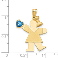 Load image into Gallery viewer, 14k Girl with CZ December Birthstone Charm
