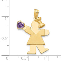 Load image into Gallery viewer, 14k Girl with CZ February Birthstone Charm
