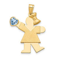 Load image into Gallery viewer, 14k Girl with CZ March Birthstone Charm
