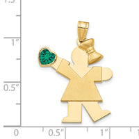 Load image into Gallery viewer, 14k Girl with CZ May Birthstone Charm
