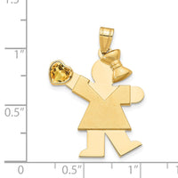 Load image into Gallery viewer, 14k Girl with CZ November Birthstone Charm
