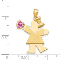 Load image into Gallery viewer, 14k Girl with CZ October Birthstone Charm
