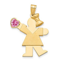 Load image into Gallery viewer, 14k Girl with CZ October Birthstone Charm
