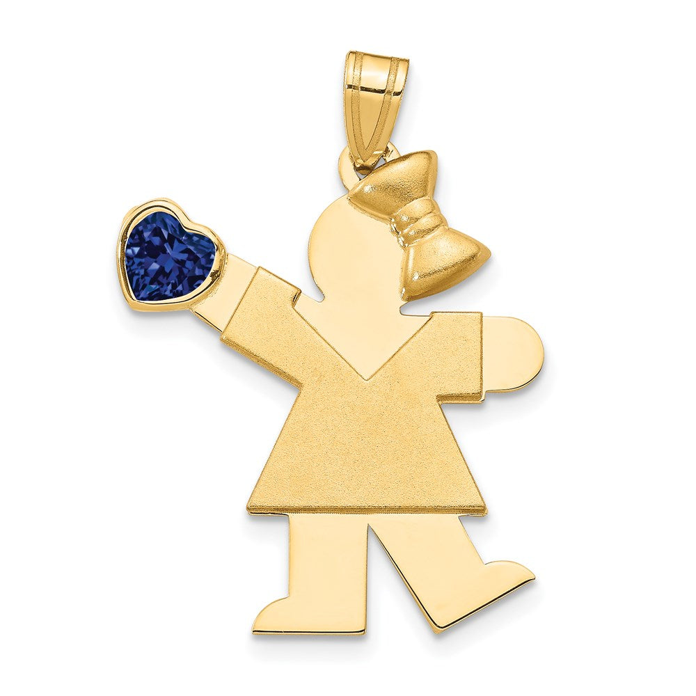 14k Girl with CZ September Birthstone Charm