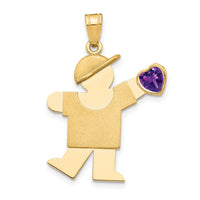 Load image into Gallery viewer, 14k Boy with CZ February Birthstone Charm
