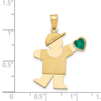 Load image into Gallery viewer, 14k Boy with CZ May Birthstone Charm
