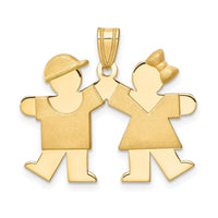 Load image into Gallery viewer, 14k Solid Boy Facing Right and Girl Facing Left Engravable Charm
