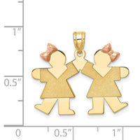 Load image into Gallery viewer, 14k Two-Tone Small Double Girls Engravable Charm
