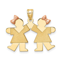 Load image into Gallery viewer, 14k Two-Tone Small Double Girls Engravable Charm
