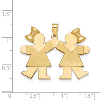 Load image into Gallery viewer, 14k Solid Engravable Large Double Girls with Bows Charm
